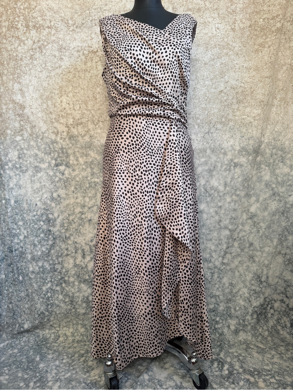 Just…Taylor Asymmetrical Spotted Draped Satin Slip Dress - 6